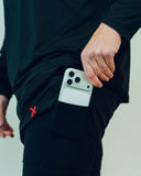 Black Apex running shorts back with waistband pocket by Nightclubs Suck