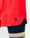 Red Apex lined running shorts side pocket detail by Nightclubs Suck