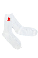 White Exo tall performance running socks by Nightclubs Suck