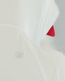 White Flow lightweight running hoodie detail by Nightclubs Suck