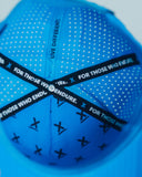 Blue Queen City Charlotte running hat with black X detail by Nightclubs Suck