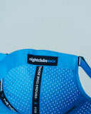 Blue Queen City running hat side profile with mesh panels by Nightclubs Suck