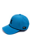 Blue Queen City running hat side profile with perforated panels by Nightclubs Suck