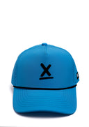 Blue Queen City running hat front view with black rope detail by Nightclubs Suck