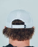 White Redline performance running hat with black X detail by Nightclubs Suck
