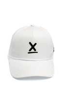White Redline hat with black X straight on front view by Nightclubs Suck