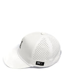 White Redline hat with black X side profile and perforated mesh by Nightclubs Suck
