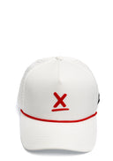 White Redline performance running hat with red X and red rope by Nightclubs Suck