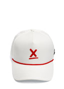 White Redline running hat front view with red X detail by Nightclubs Suck