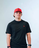 Black Threshold performance tee with raglan sleeve on model by Nightclubs Suck
