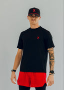 Black Threshold running tee worn by an endurance athlete, by Nightclubs Suck
