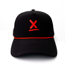 front view of black performance hat with red X by Nightclubssuck