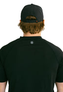 rear view of black performance hat with red X by Nightclubssuck