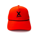 front view of red performance hat with black X by Nightclubssuck